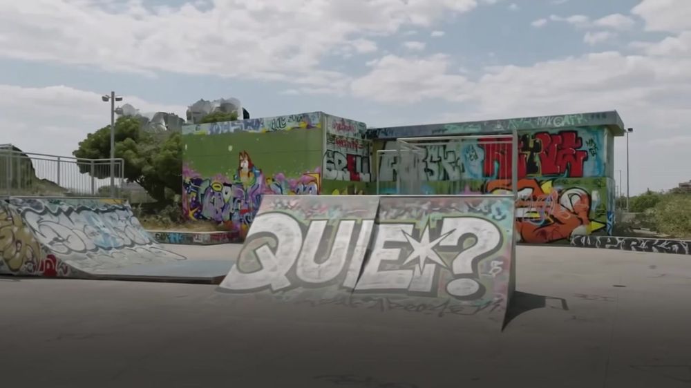 The same wall and skate park rendered in full photographic colour